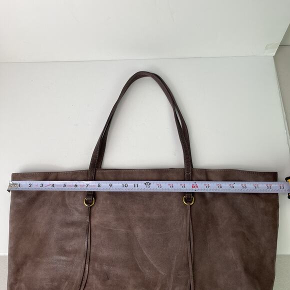 Hobo Kingston Shiny Sheen Brown Leather Tote Bag Purse Large Tassels - Picture 11 of 16